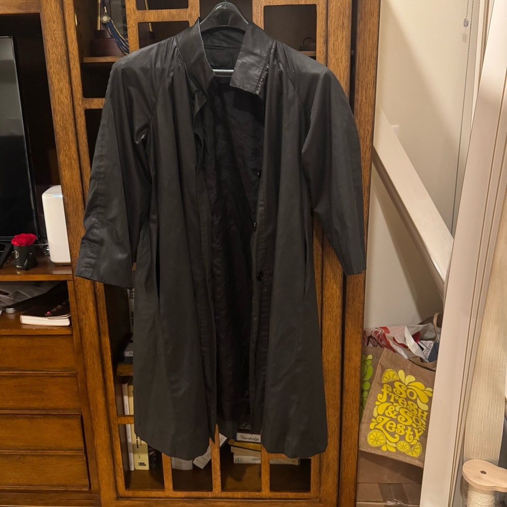 Vintage Black Long Trench Coat | Minimalist Lightweight Overcoat